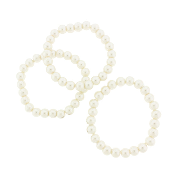Round Acrylic Bead Bracelet - 51mm - Pearl White - 1 Bracelet - BB042