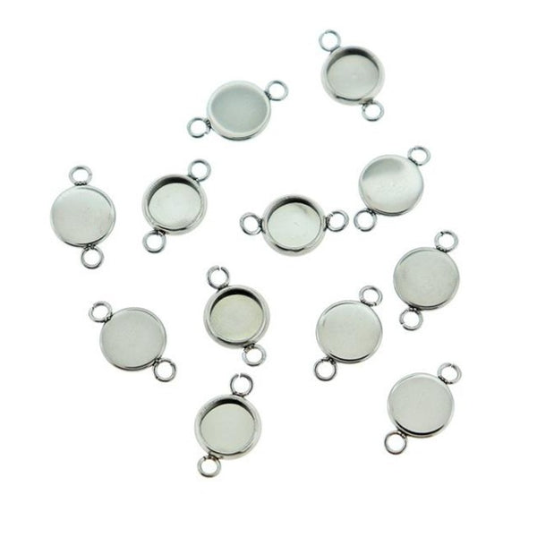 Stainless Steel Cabochon Connector Settings - 6mm Tray - 12 Pieces - CBS002