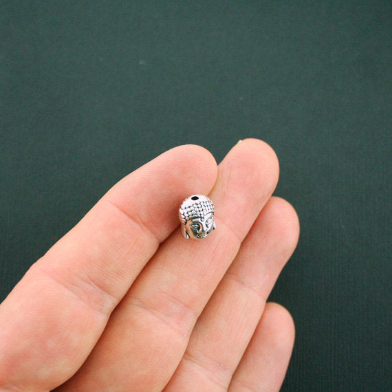Perles d'espacement Bouddha 11 mm x 9 mm x 8 mm - ton argent - 50 perles - SC5768