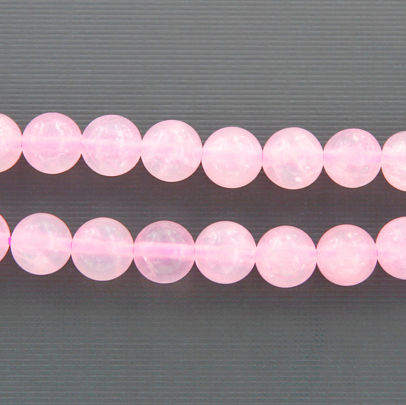 Round Natural Rose Quartz Beads 8mm - Petal Pink - 1 Strand 48 Beads - BD1415