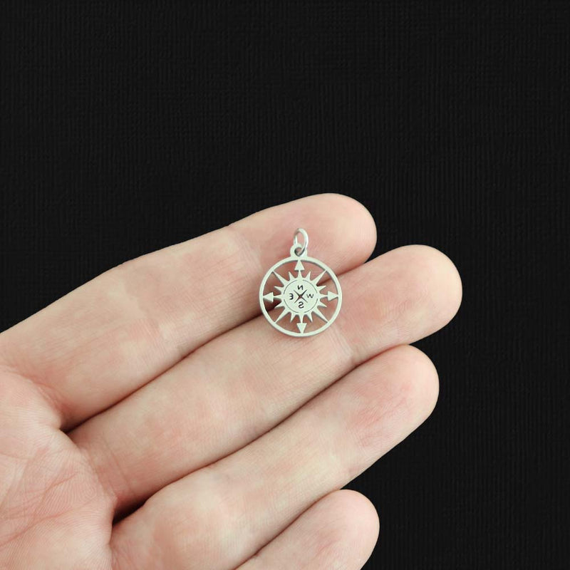 2 Compass Stainless Steel Charms - SSP526