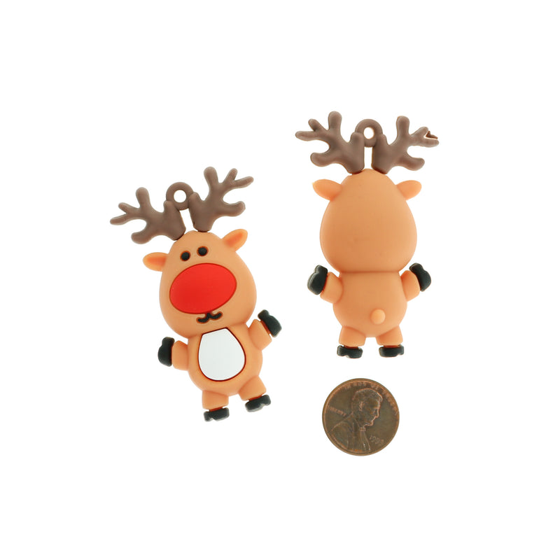 5 Reindeer Polymer Clay Charms - K191