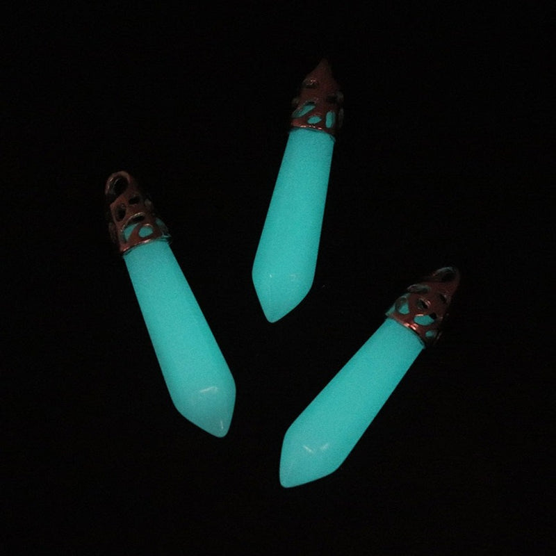 Turquoise Glow In The Dark Glass Point Pendant 3D - Z505