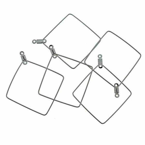 Stainless Steel Earring Wires - Geometric Wine Charms Hoops - 47mm x 40mm - 60 Pieces 30 Pairs - Z1144