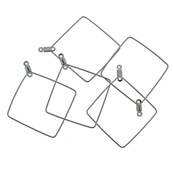 Stainless Steel Earring Wires - Geometric Wine Charms Hoops - 47mm x 40mm - 12 Pieces 6 Pairs - Z1144
