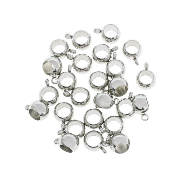 Perles de bélière en acier inoxydable 11 mm x 8 mm - ton argent - 4 perles - FD1040