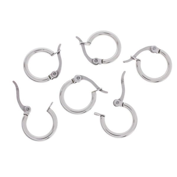 Hoop Earrings - Stainless Steel - Lever Back 14mm - 2 Pieces 1 Pair - FD598