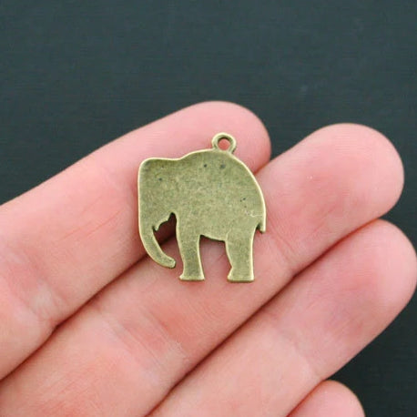 5 Elephant Antique Bronze Tone Charms 2 Sided - BC1334
