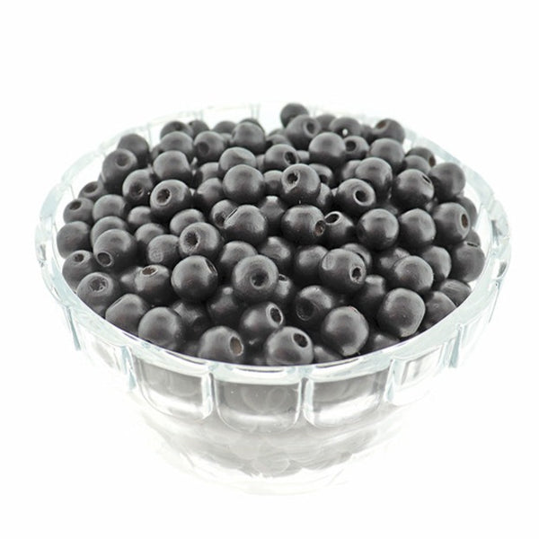 Perles Rondes en Bois 10mm - Noir - 25 Perles - BD2202