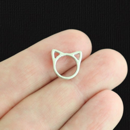 8 breloques de ton argent avec contour de chat 2 faces - SC346