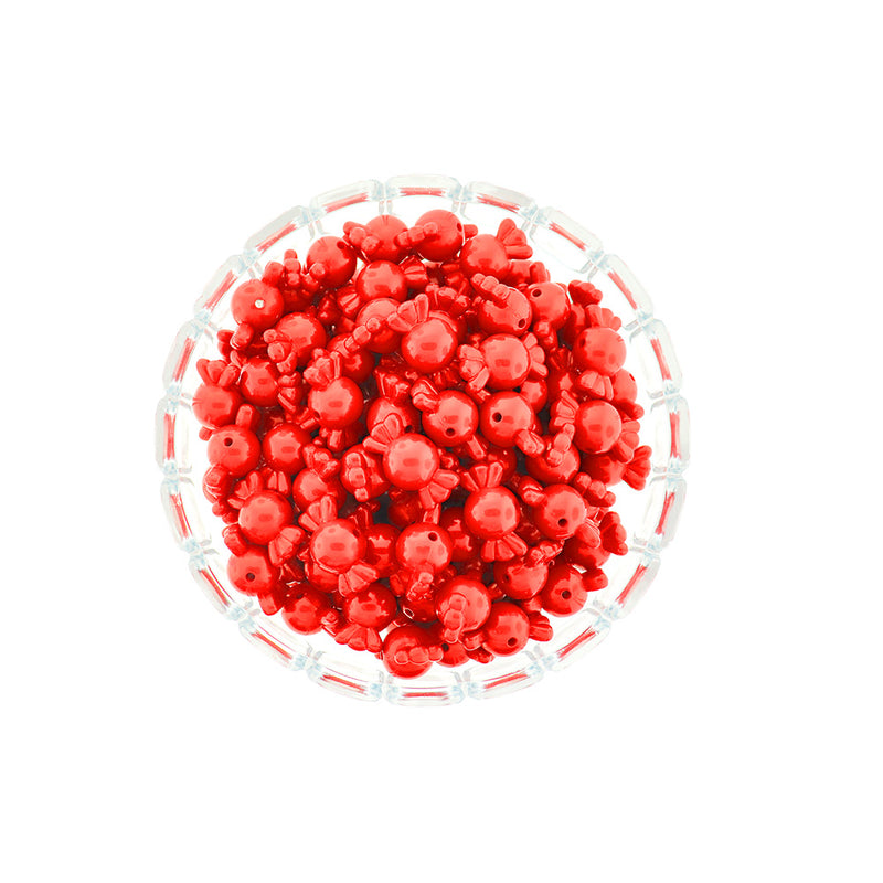 Candy Acrylic Beads 12mm x 20mm - Christmas Red - 20 Beads - BD2079