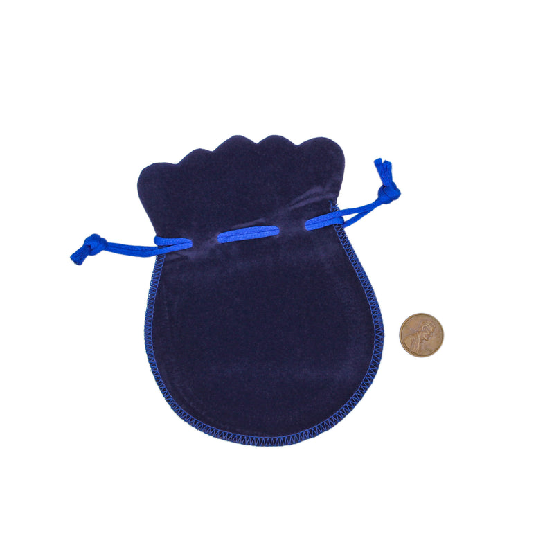 2 Velvet Drawstring Bags 13.5cm x 10.5cm Blue Jewelry Pouch - TL061