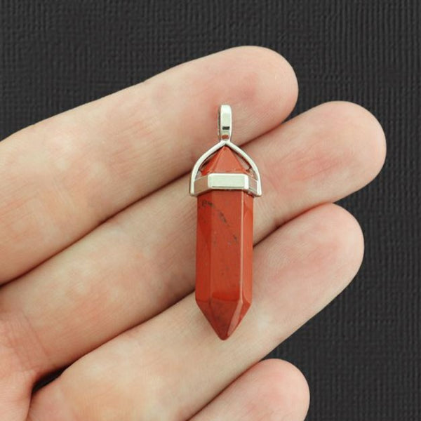 Pendentif en cristal de pierre précieuse de jaspe rouge naturel - GEM081