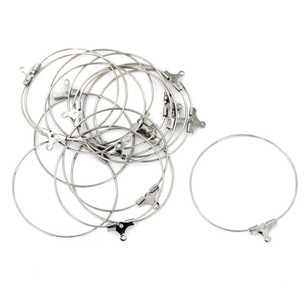 Stainless Steel Earring Wires - Wine Charms Hoops - 40mm x 37mm - 60 Pieces 30 Pairs - MT731