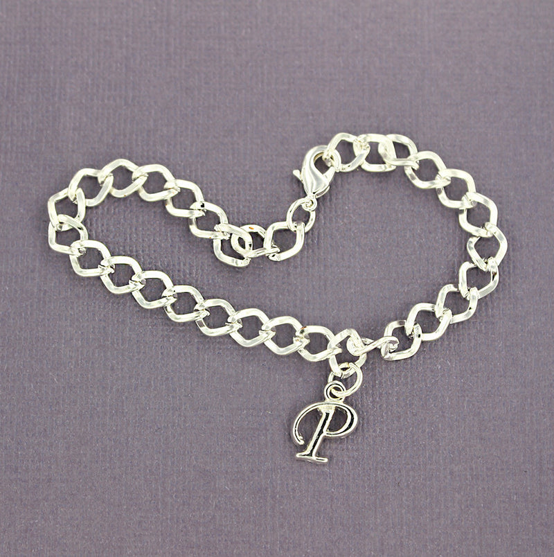 Bracelets de chaîne gourmette ton argent antique 8 3/8" - 7,0 mm - 5 bracelets - N409