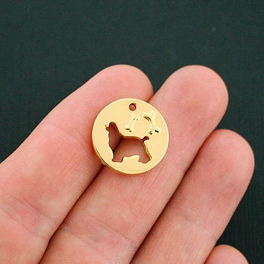 SALE 4 Dog Bone Gold Tone Charms 2 Sided - GC864