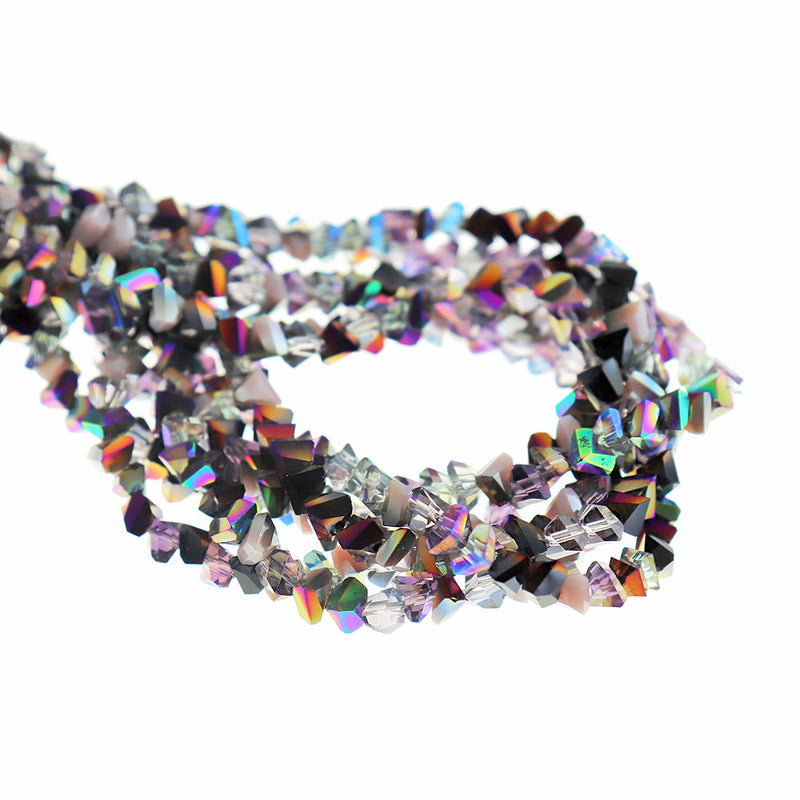 Triangle Glass Beads 6mm x 3.5mm - Electroplated Rainbow - 1 Strand 100 Beads - BD1919