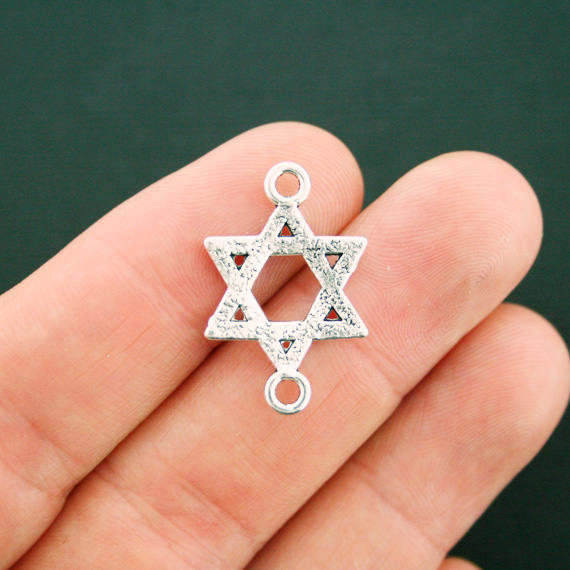 8 Star of David Connector Antique Silver Tone Charms - SC5824