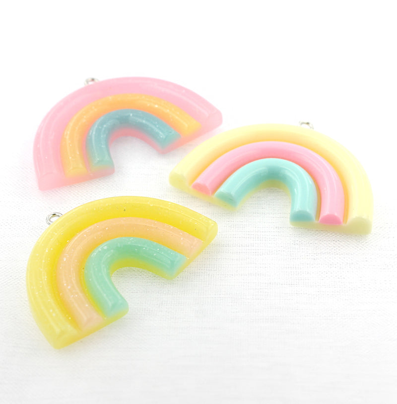 4 Rainbow Resin Charms Assorted Colors 3D - K299