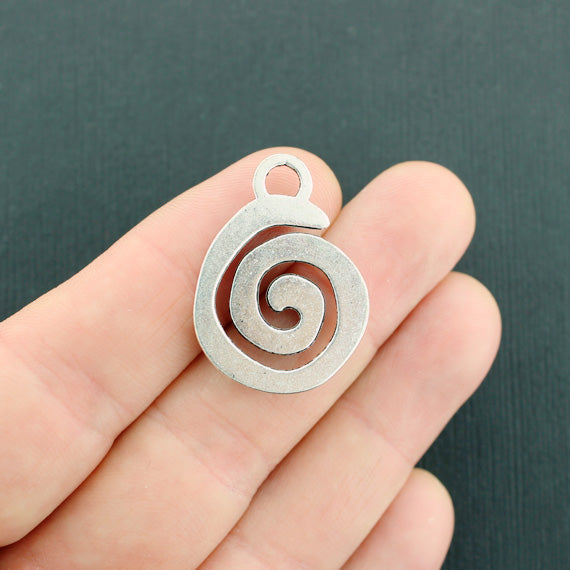 4 breloques argentées antiques en spirale - SC3237