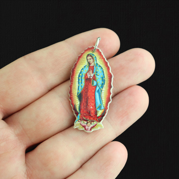 2 Virgin Mary Acrylic Charms 2 Sided - K654