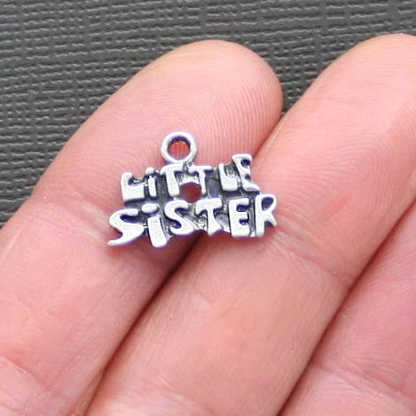 6 Little Sister Antique Silver Tone Charms - SC1224