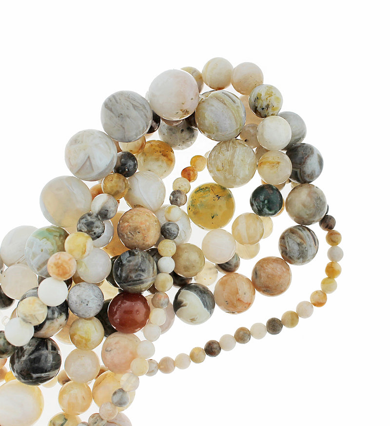 Round Natural Agate Beads 4mm -12mm - Choose Your Size - Desert Tones - 1 Full 15" Strand - BD1821