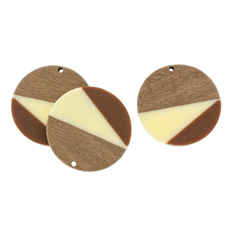 Round Natural Wood and Resin Charm - Choose Your Color!