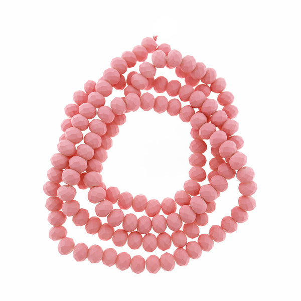 Perles de Verre à Facettes 8mm - Rose - 1 Rang 140 Perles - BD461