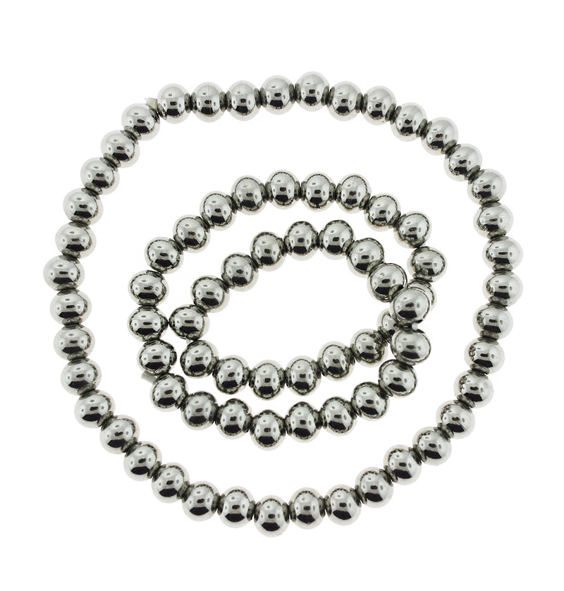Bracelet Cordon Extensible Acier Inoxydable Avec Perles Intercalaires 7.75"- 6mm - 1 Bracelet - N597