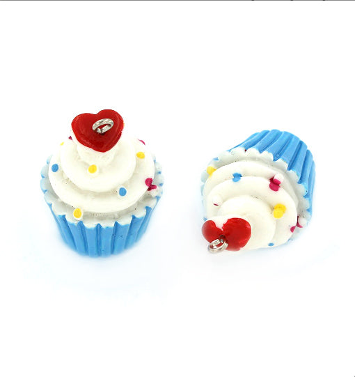 4 breloques cupcake en résine 3D - K117