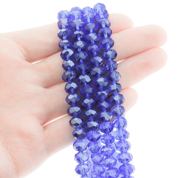 Faceted Glass Beads 8mm - Electroplated Royal Purple - 1 Strand 68 Beads - BD686