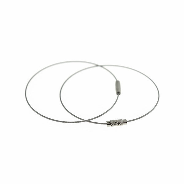 Bracelet Fil d'Acier Argenté 8.5" - 1mm - 25 Bracelets - N045A