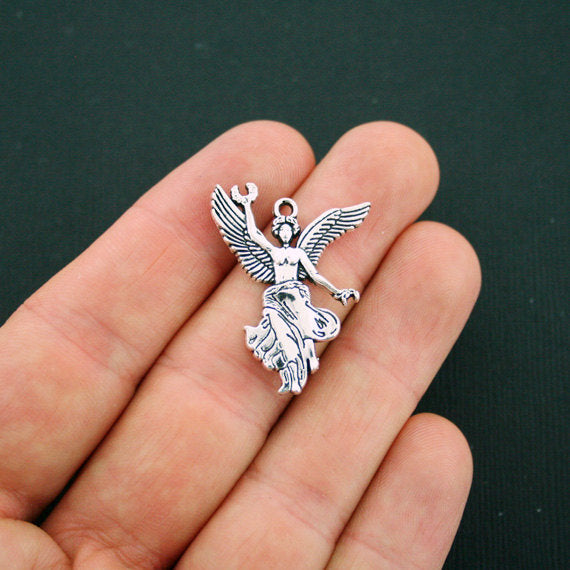 2 Angel of Independence Antique Silver Tone Charms 2 Sided - SC5759