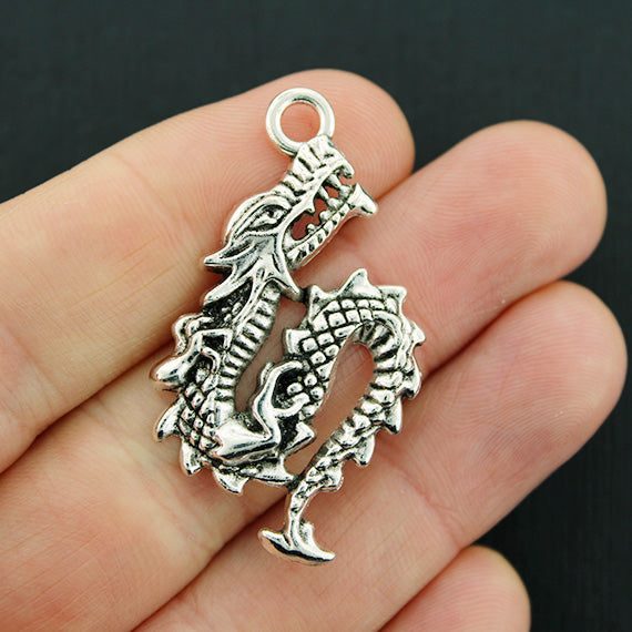 4 Dragon Antique Silver Tone Charms - SC3022