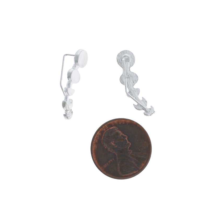 Silver Tone Climber Earrings - Moon Phases - 23mm x 7mm - 2 Pieces 1 Pair - Z1028