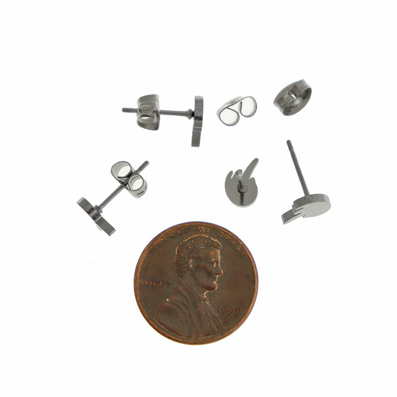 Boucles d'oreilles en acier inoxydable - clous du majeur - 8 mm x 5 mm - 2 pièces 1 paire - ER861