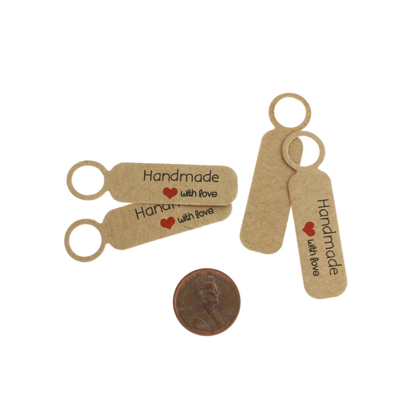 40 étiquettes en papier marron faites à la main avec amour - TL127