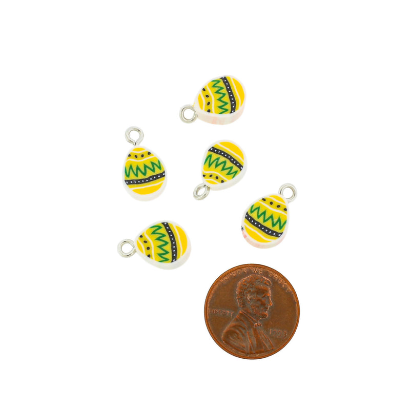 25 Yellow Easter Egg Polymer Clay Charms 2 Sided - K635