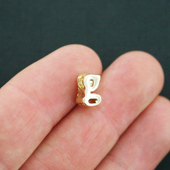 SALE Letter G Spacer Beads 9mm x 4mm - Gold Tone - 4 Beads - GC671