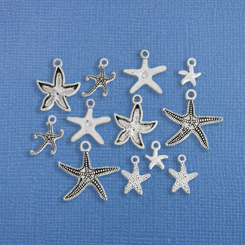 Starfish Charm Collection Ton argent antique 12 breloques - COL255
