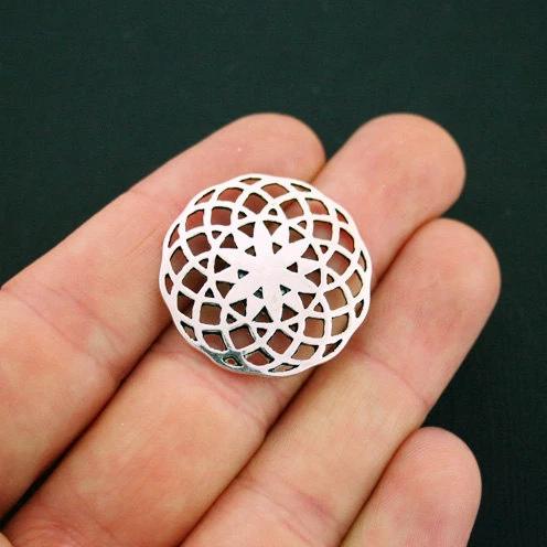 4 Flower of Life Antique Silver Tone Charms - SC2435