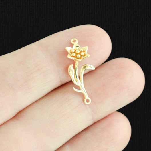 Breloque en cuivre doré fleur de naissance d'août 3D - GC185
