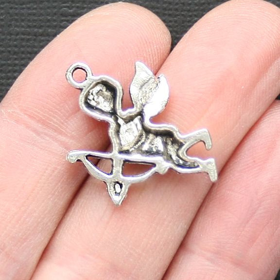 4 Cupid Antique Silver Tone Charms - SC3096
