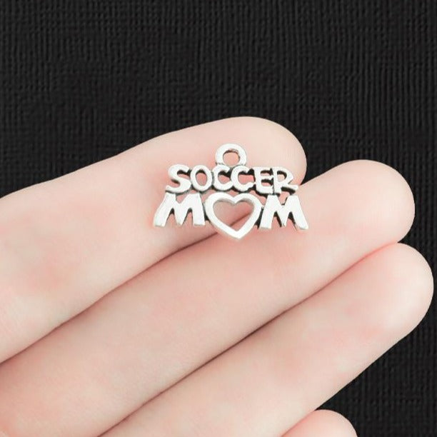 5 Soccer Mom Antique Silver Tone Charms - SC1801