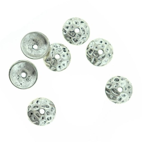 Antique Silver Tone Bead Caps - 13mm x 13mm - 10 Pieces - FD854