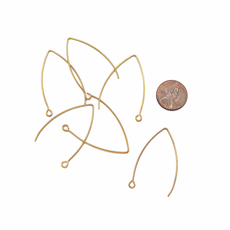 Gold Tone Stainless Steel Earring Wires - Wire Threader With Loop - 41mm - 10 Pieces 5 Pairs - FD937