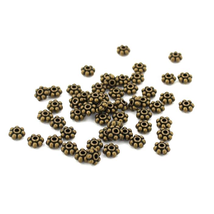 Daisy Spacer Beads 5mm - Bronze Tone - 100 Beads - BC357