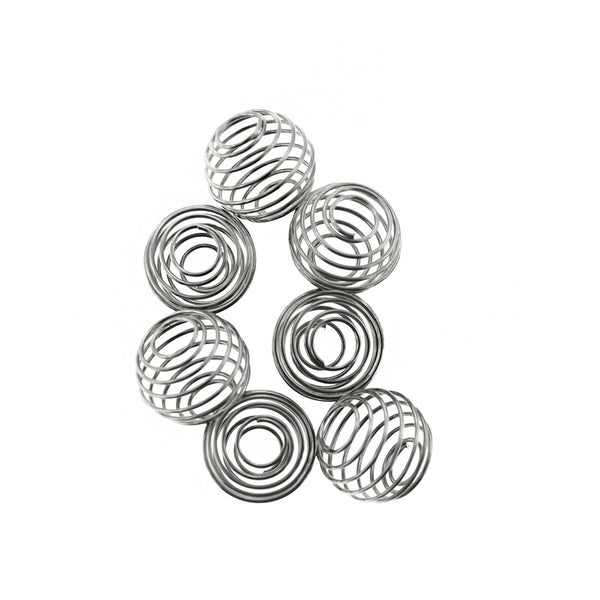 Silver Tone Spiral Bead Cages - 14mm x 9mm - 20 Pieces - Z123