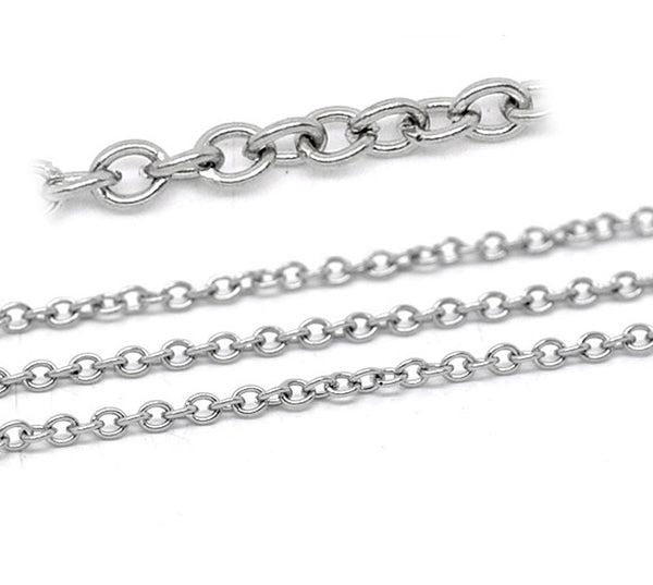 BULK Silver Tone Cable Chain 32ft - 2.5mm - FD166